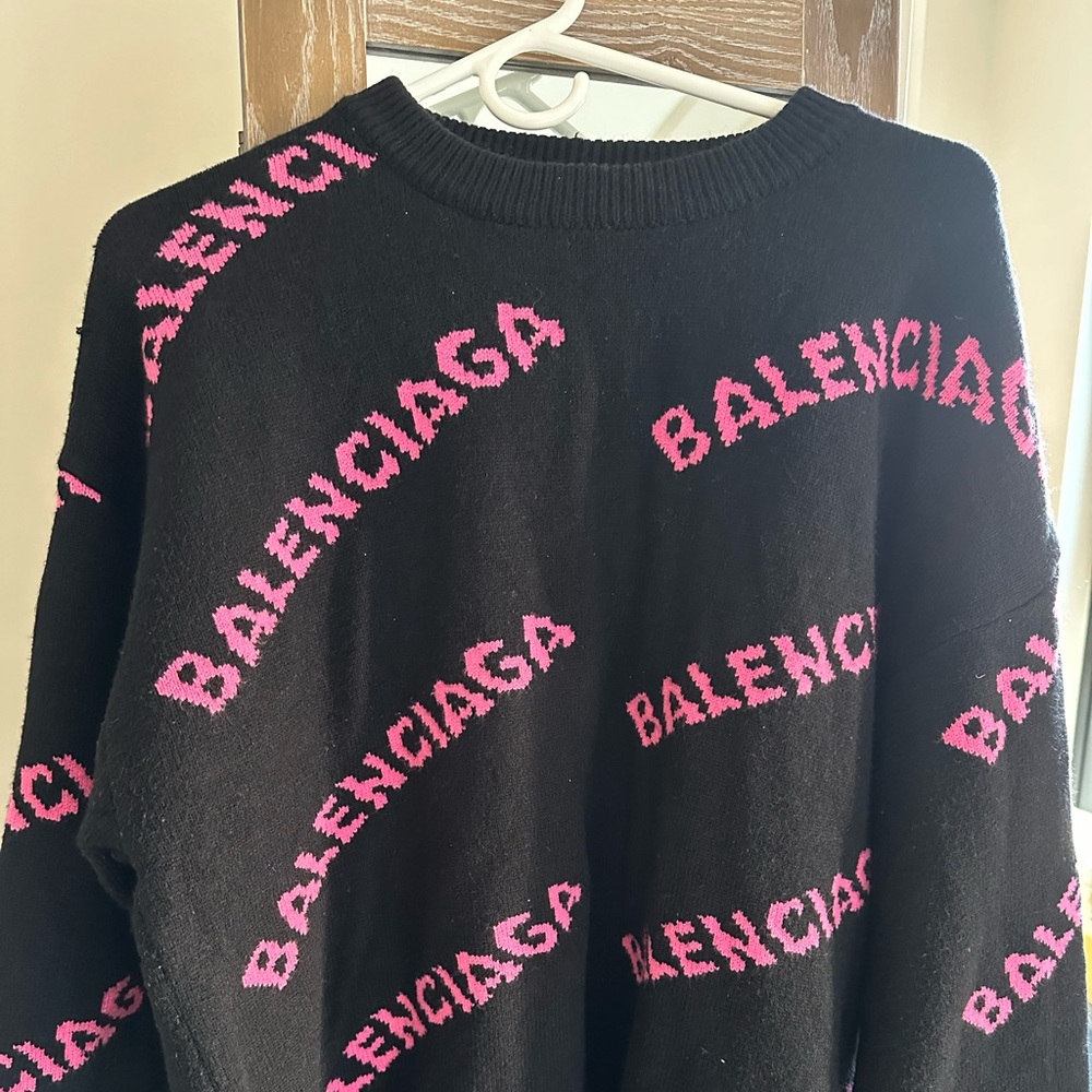 Balenciaga logo all over knit sweater